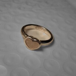 Coach Vintage Pink And Sterling Silver Heart Ring .925 Sz 6